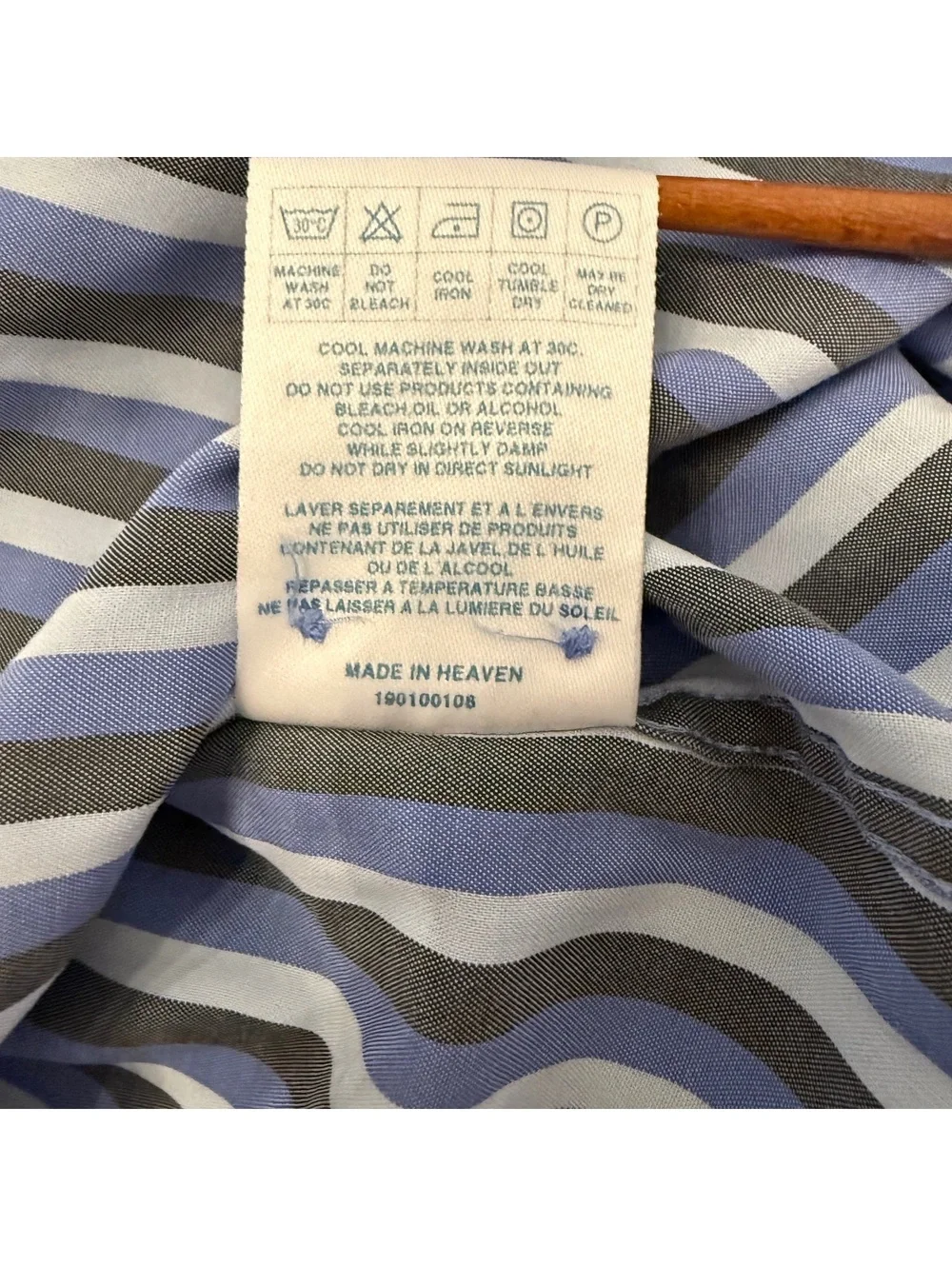 Ted Baker London Men's Striped Button-Up Shirt Size 4 Blue & Brown Cotton Blend